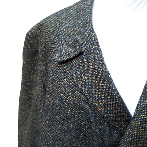 Vintage Leavitt Green Wool Long Trench Coat Overcoat  52" chest x 39.5" length - Picture 4 of 16